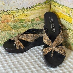 Donald J. Pliner Tan snake print Sandals with Elegant Slide Design